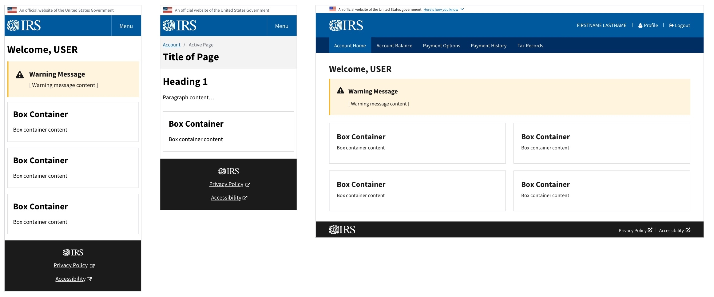 Online Account High-Fi Mockups